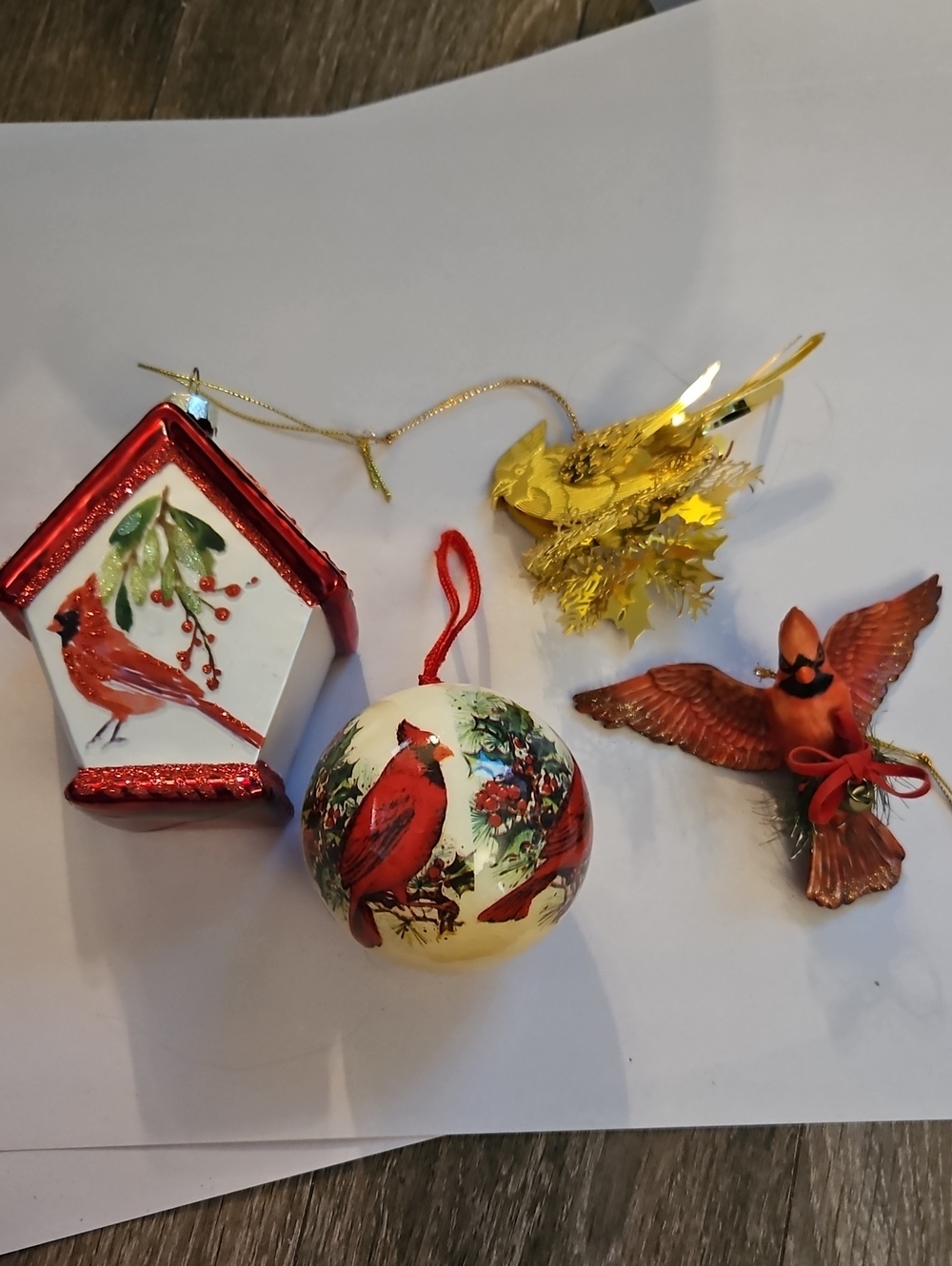 Lot Of 4 Cardinal Ornaments
